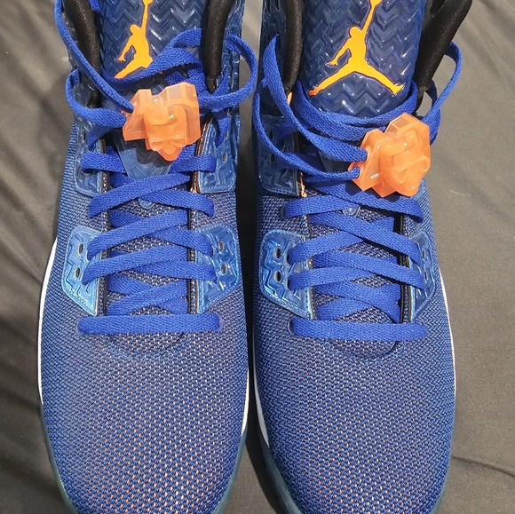 Blue and orange Spike Lee Jordans